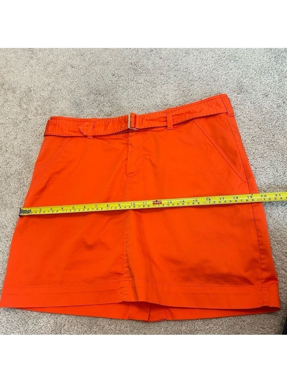 Ralph Lauren golf bright orange belted mini skirt skort Sz 10 - Picture 11 of 13